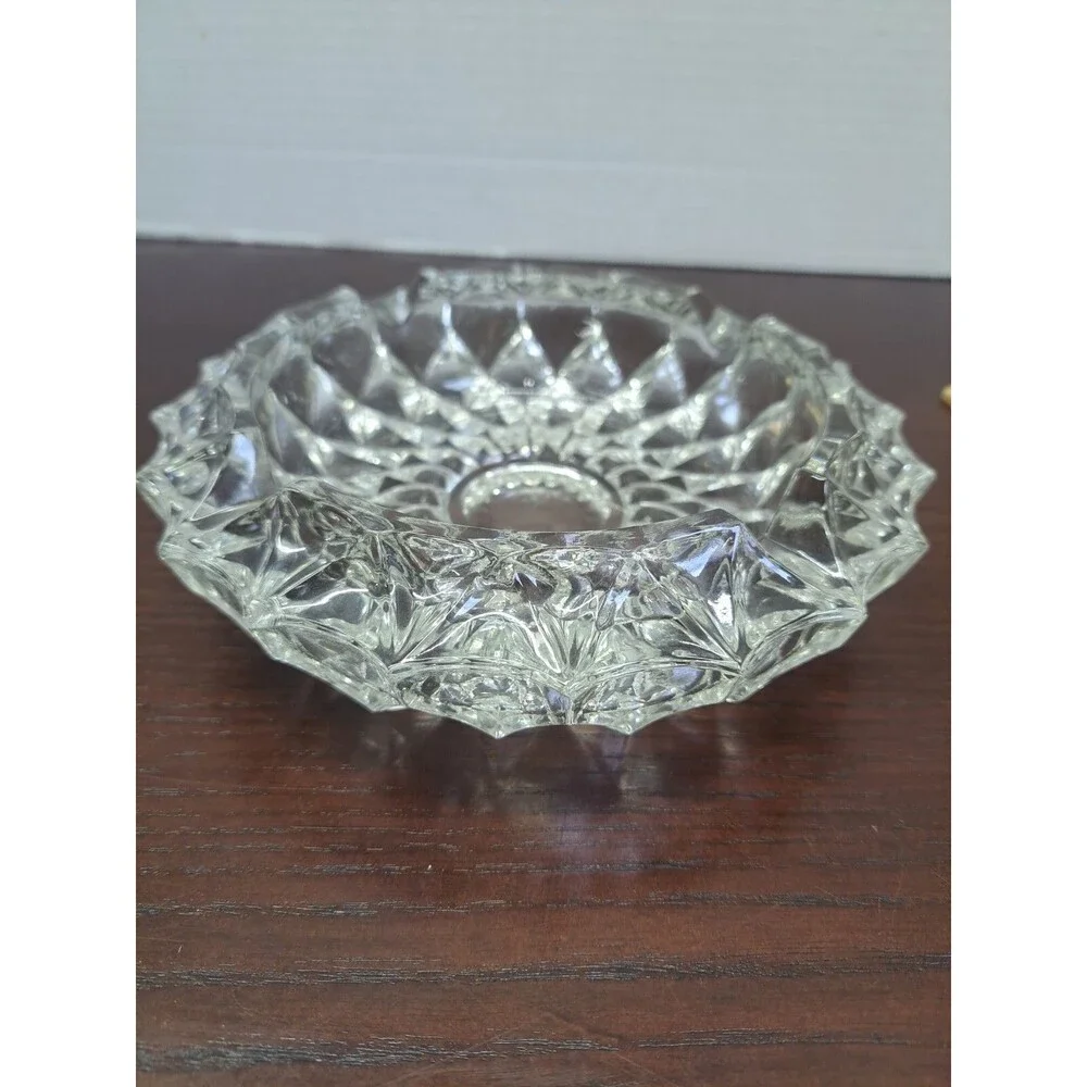 Vintage Cut Glass Clear Ashtray